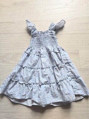 Quince Light Blue Floral Ruffle Tiered Sundress